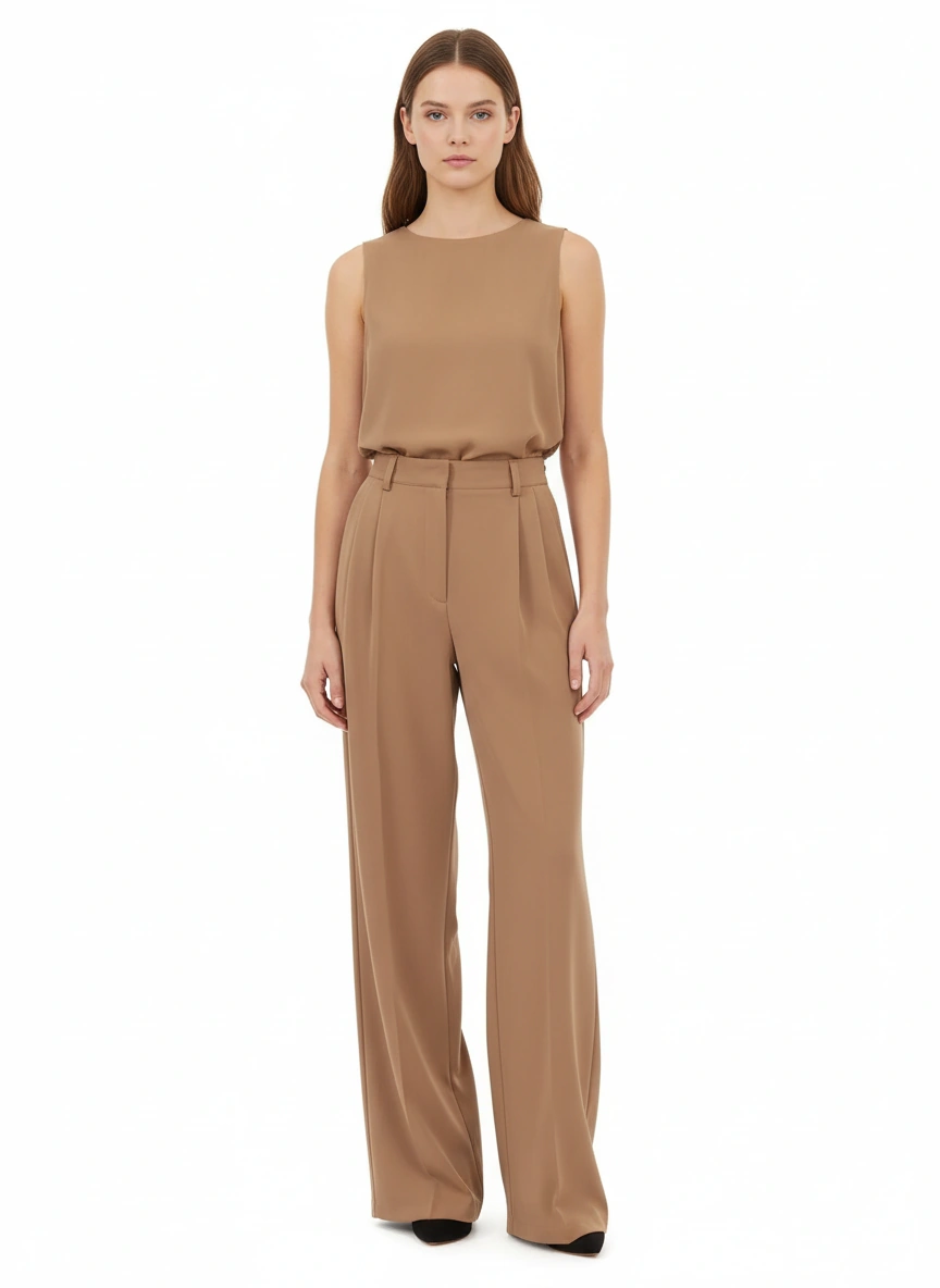 Khaki wide leg office wear pant