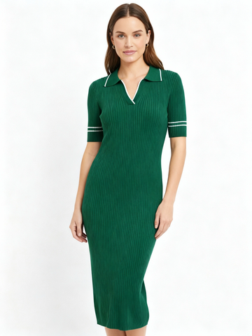 dark green fit midi dress