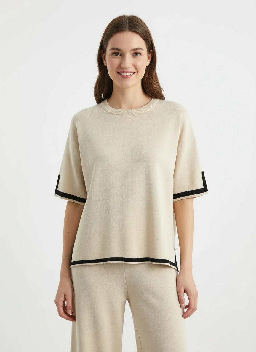 creamy white tshirt and wide leg pant