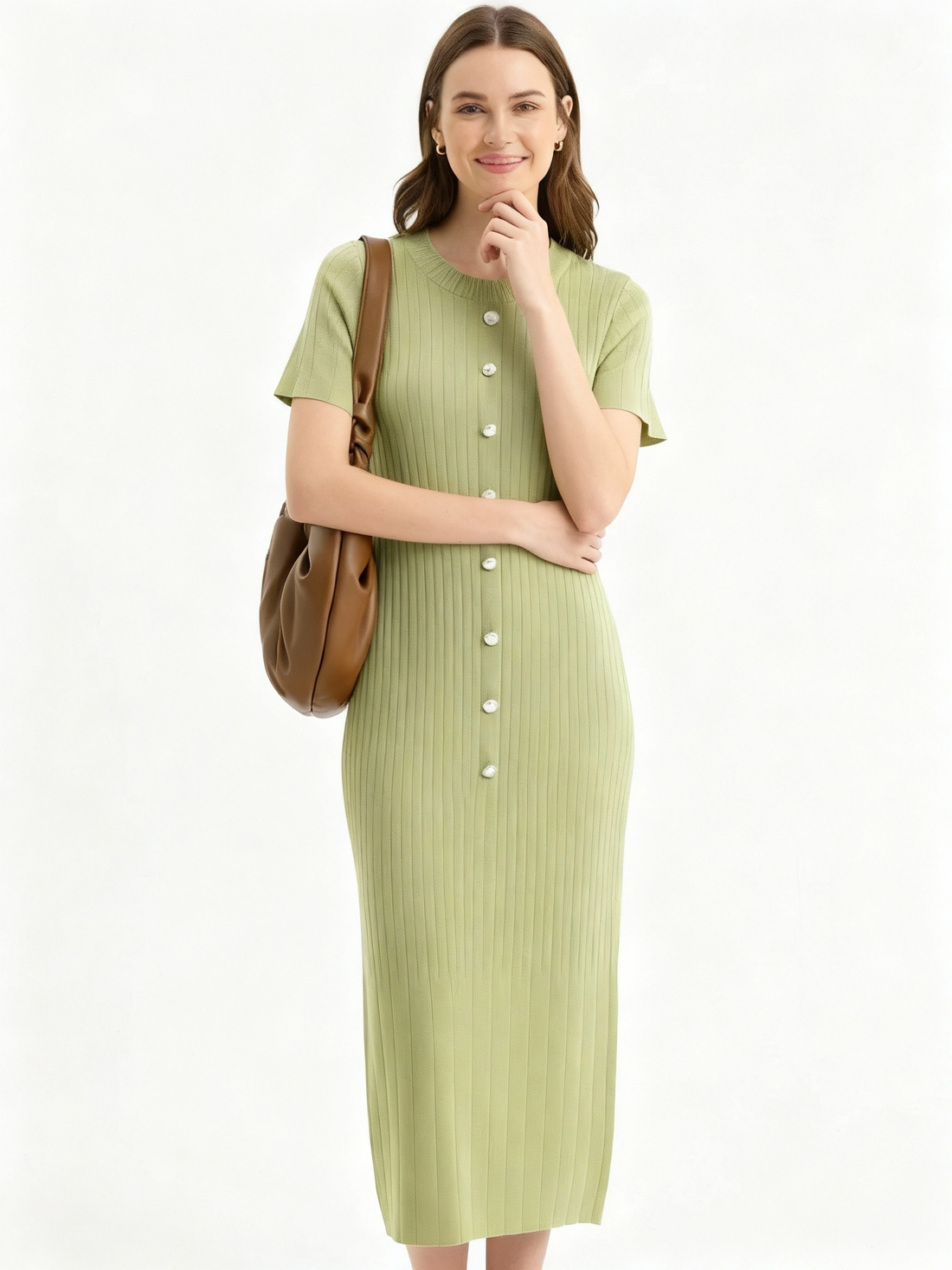 Refined light green sweater dress