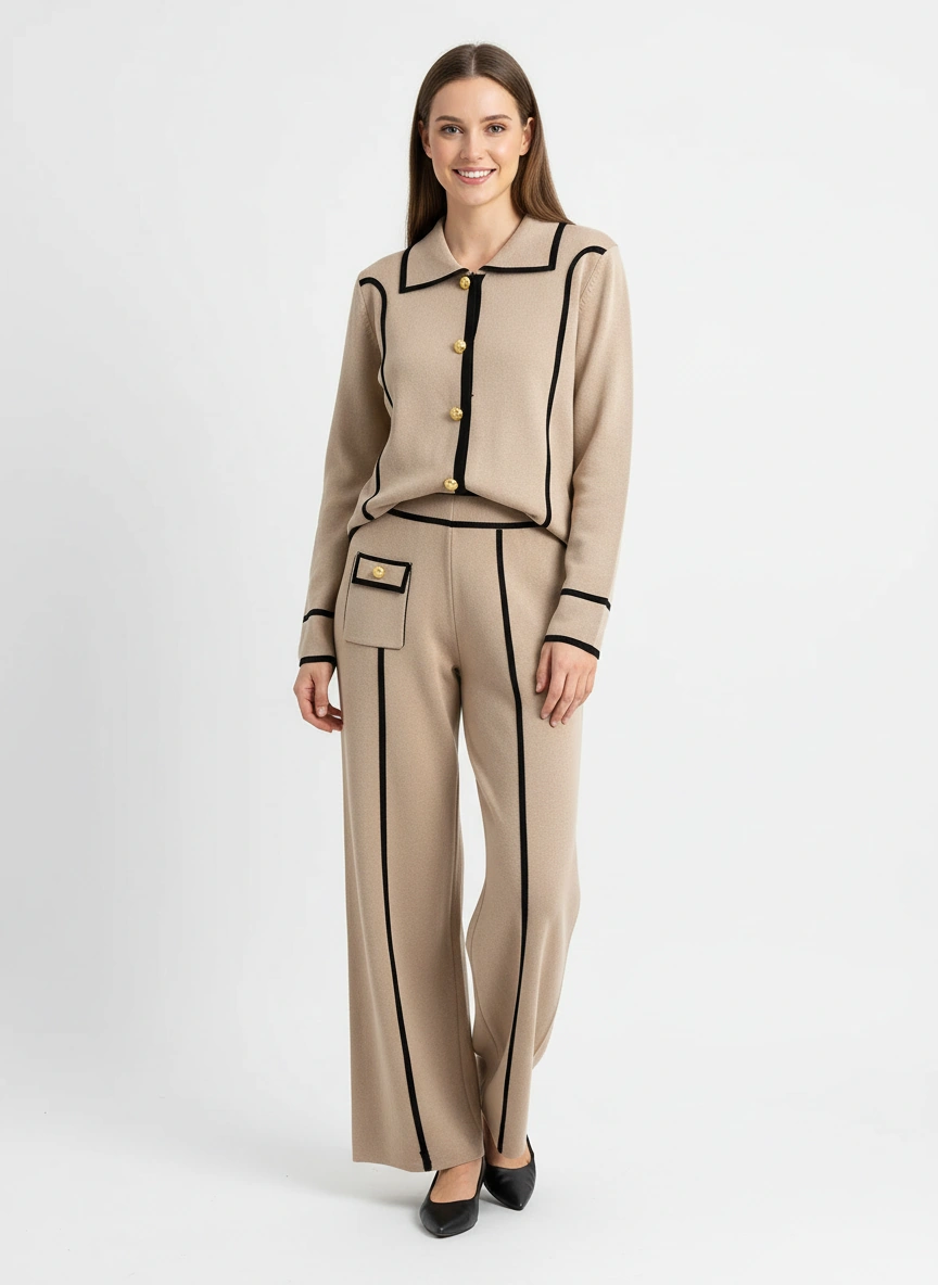 minimalist sophisticationlight khaki shirt and straight pant