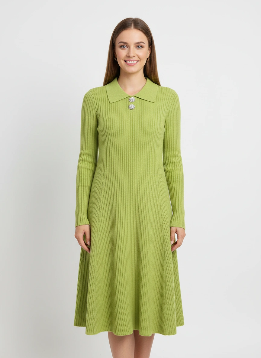 light apple green midi dress